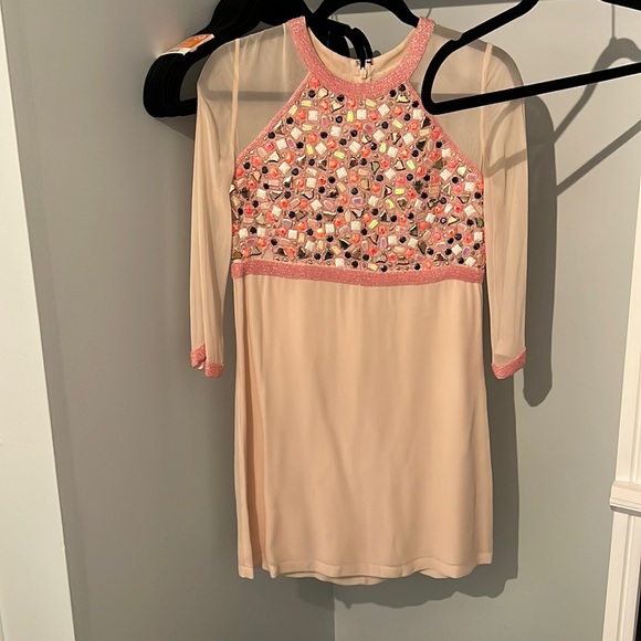 French Connection Dresses & Skirts - FCUK Light pink mini shift dress with beautiful beading